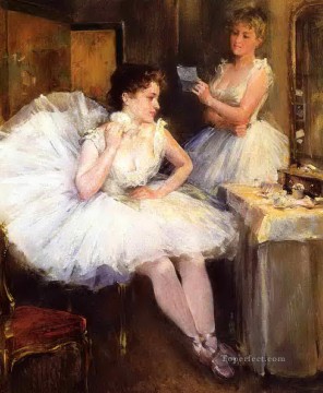 Dancing Ballet Painting - the ballet dancers aka the dressing room Willard Metcalf